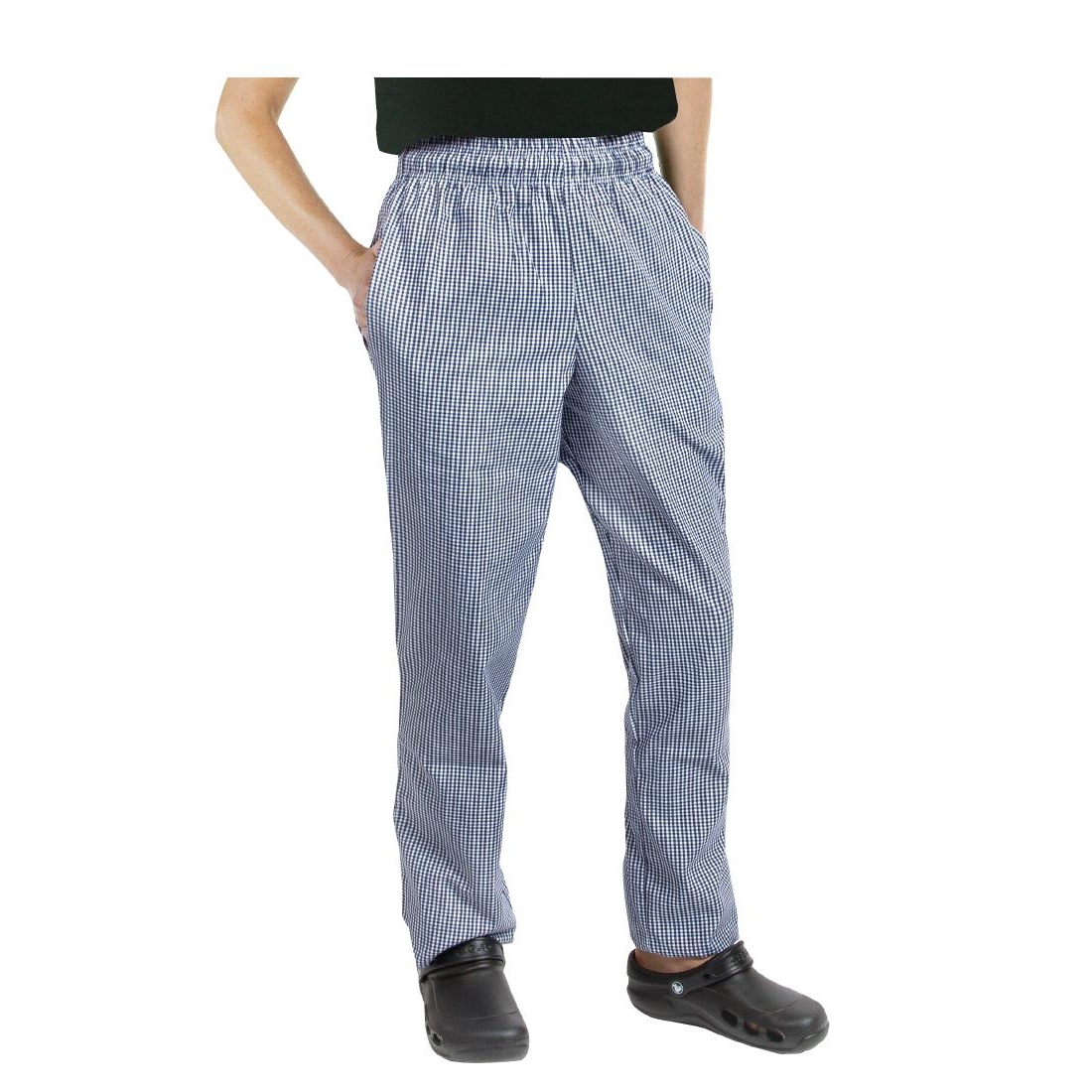Small Black Check Size LARGE Chef Works Unisex Easyfit Chefs Trousers 